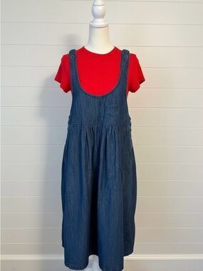 Soulberry Japanese Lagenlook Denim Pinafore Overall Midi Dress Large Morí Kei